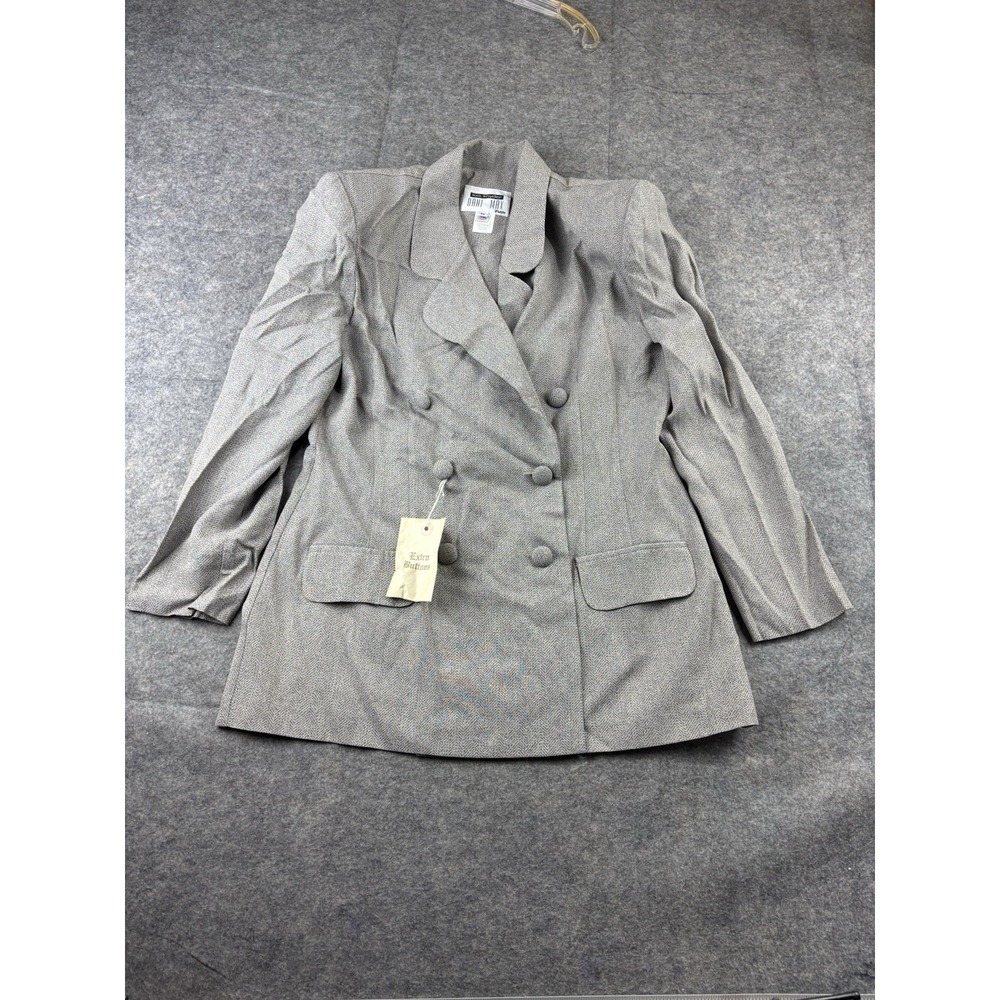 VTG Lois Snyder Dani Max Womens 14 Herringbone Double Breasted Blazer Preppy 90s